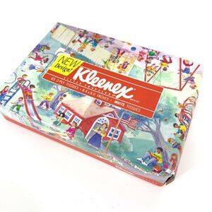 VTG NOS Kleenex Tissue Box Little Travelers Schoolyard Playground One Box